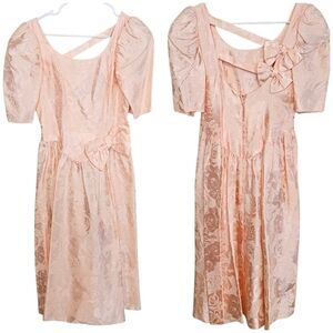 Vintage Prom Homecoming Puff Sleeve Floral Shimmer Coquette Cottagecore Dress